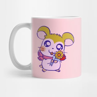 cute pink scarf pastel hamster pashmina with sunflower and tulip Mug